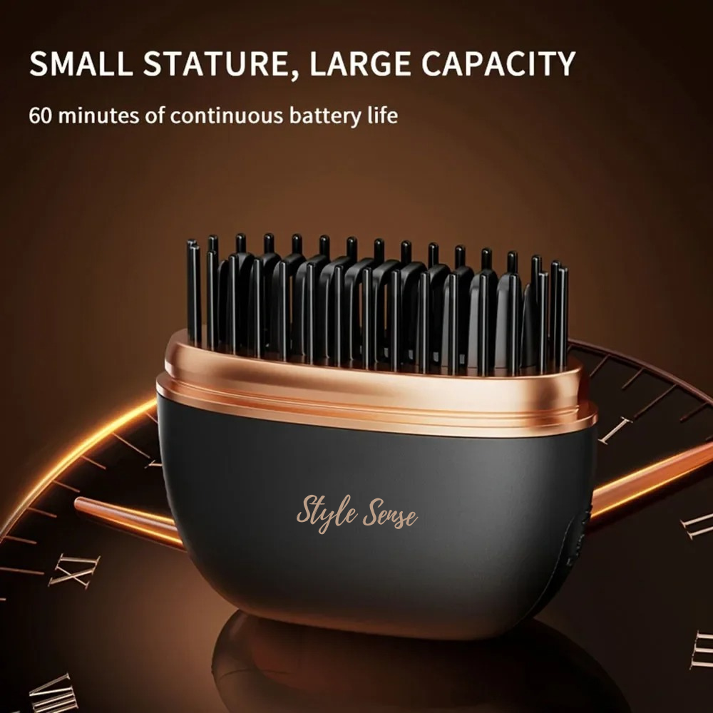 Style Sense™ Cordless Straightening Comb | USB‑C Hair Straightener Brush (3 Temps)