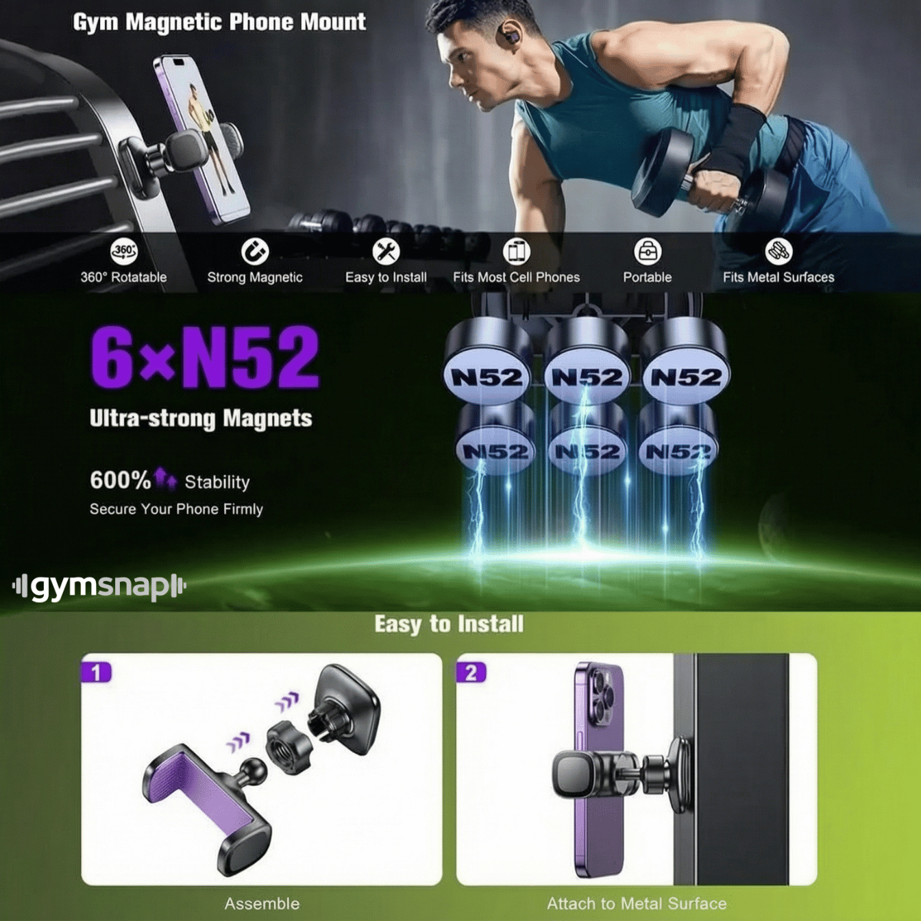 GymSnap™ Magnetic Phone Mount
